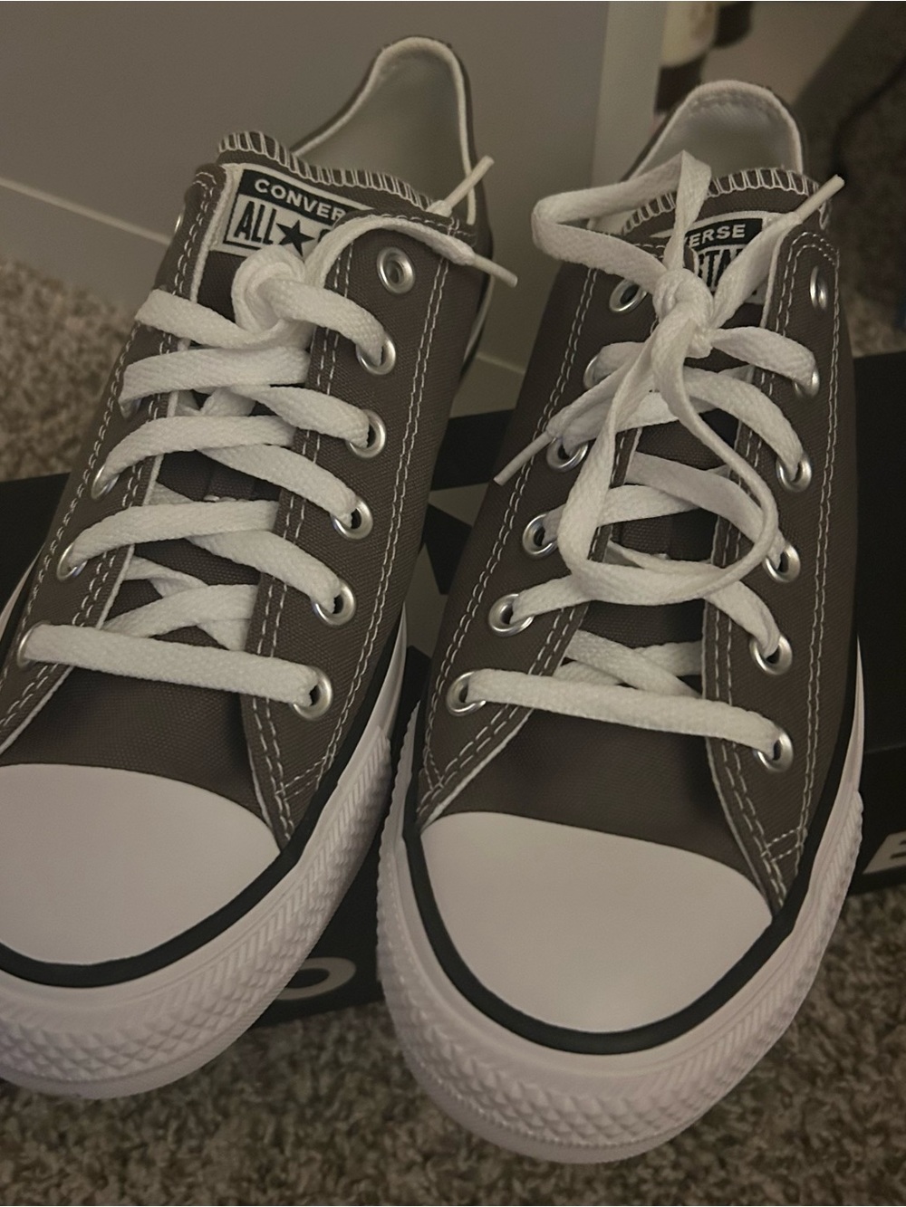 Converse Low Top Sneakers in Gray and White